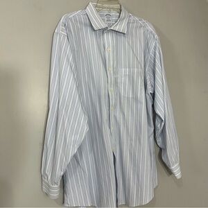 BROOKS BROTHERS REGENT COTTON ORIGINAL POLO Blue Business Striped Button Down